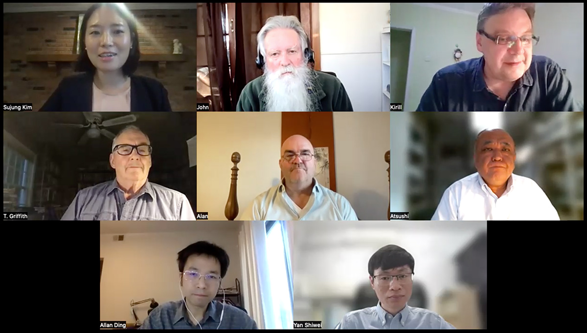 Top row: Sujung Kim, John Jorgenson, and Kirill Solonin. Mid row: T. Griffith Foulk, Alan Cole, and Ibuki Atsushi. Bottom row: Allan Yi Ding and Yan Shiwei.