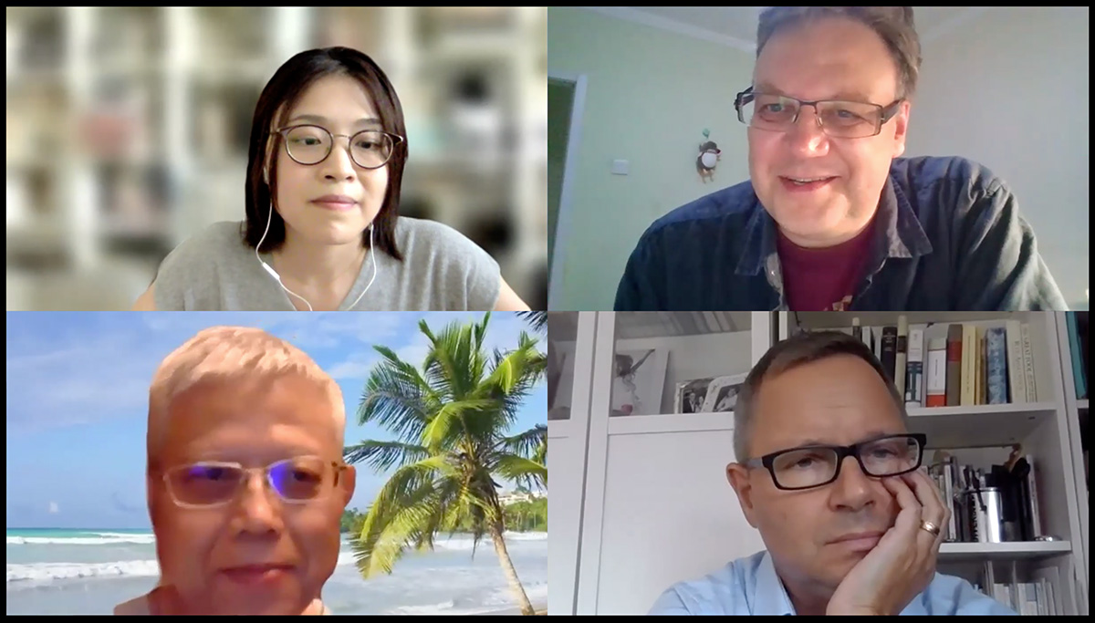 Top row: Garance Chao Zhang and Kirill Solonin. Bottom row: Gong Jun and Raji C. Steineck.